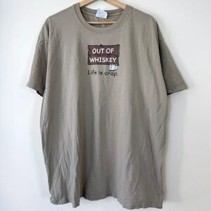 Vintage Life Is Crap Whiskey Drinking Funny Quote Joke Tee Shirt - XL